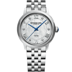 שעון יד אוטומטי יוקרתי לאישה ריימונד וויל - RAYMOND WEIL GENEVE דגם Maestro Ladies Automatic Mother-of-Pearl Diamond Bracelet Watch