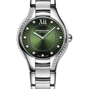 שעון יד יוקרתי לאישה ריימונד וויל - RAYMOND WEIL GENEVE דגם Noemia Ladies Quartz Green Dial 47 Diamonds