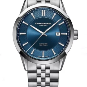 שעון יד יוקרתי לגבר ריימונד וויל – RAYMOND WEIL GENEVE דגם Freelancer Men's Automatic Blue Dial Stainless Steel Bracelet Watch, 42mm